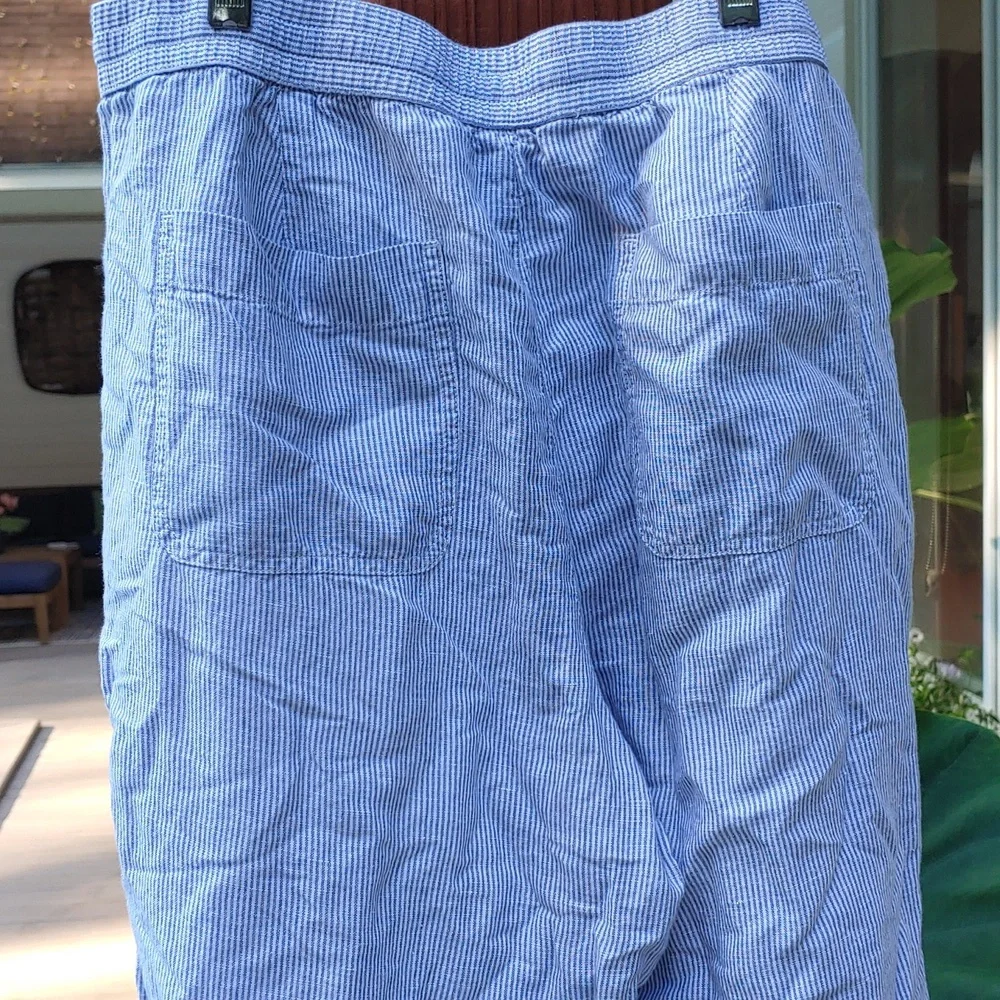 Talbots Linen Blue and White Lounge Pants with Pockets! - Picture 4 of 9